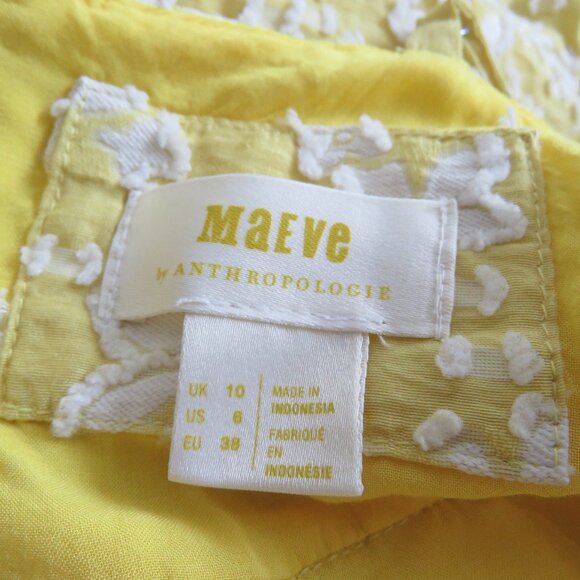 ANTHROPOLOGIE MAEVE Rhonda Textured Midi Dress in Yellow Floral Boho Size US 6 - Picture 15 of 15